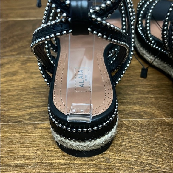 NWT, Alaia Leather Studded Espadrille Sandals - Picture 11 of 16